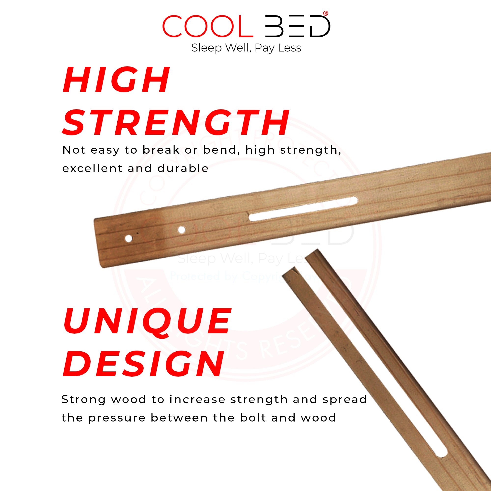 Universal Wooden Headboard Struts, Slotted Legs for Divan Bed Headboard Support & Pre-Drilled + Screws