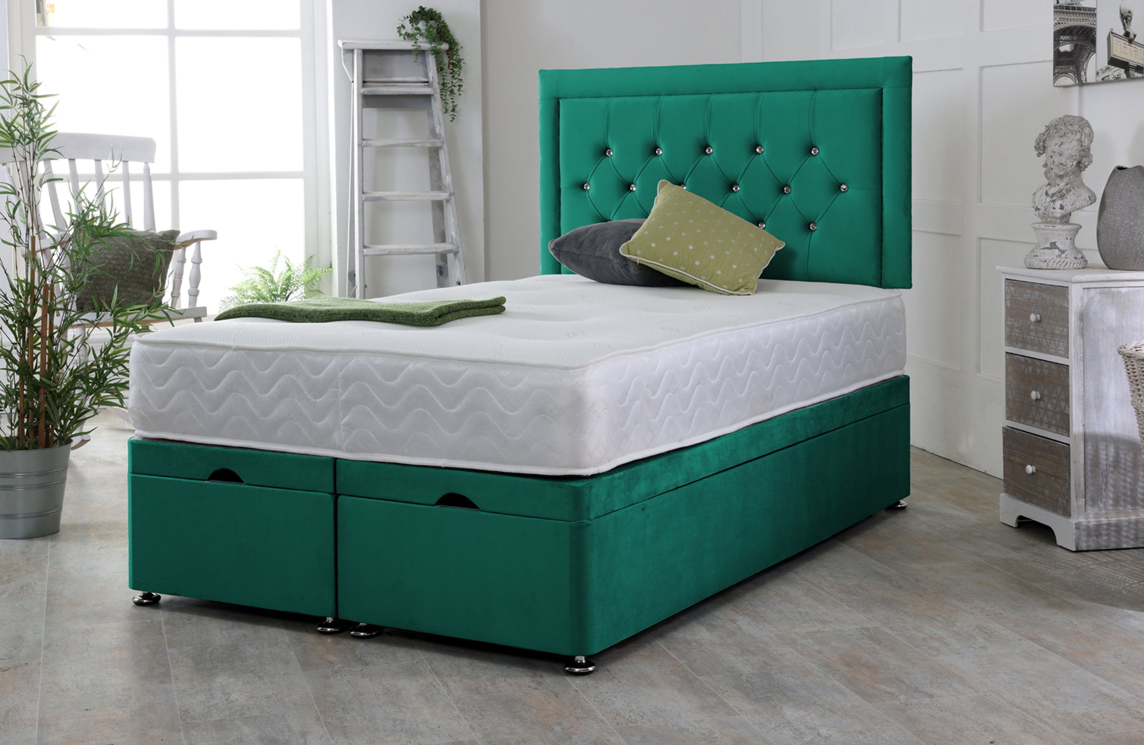 Miami Ottoman Bed Base Set with Headboard