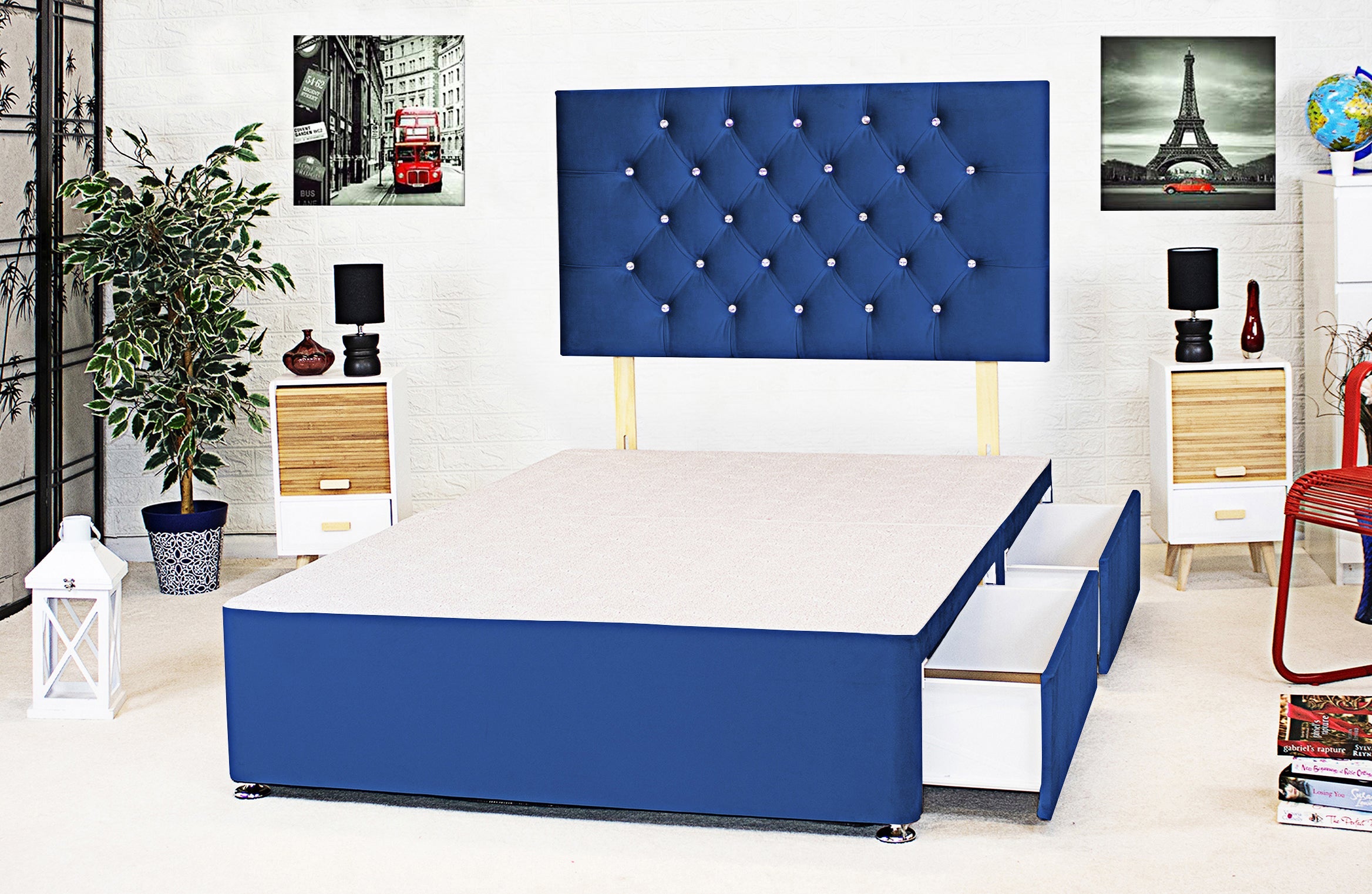 Divan Bed Base and Chesterfield Headboard