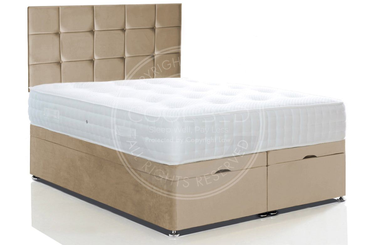 Ottoman Divan Bed Base & Cube Headboard