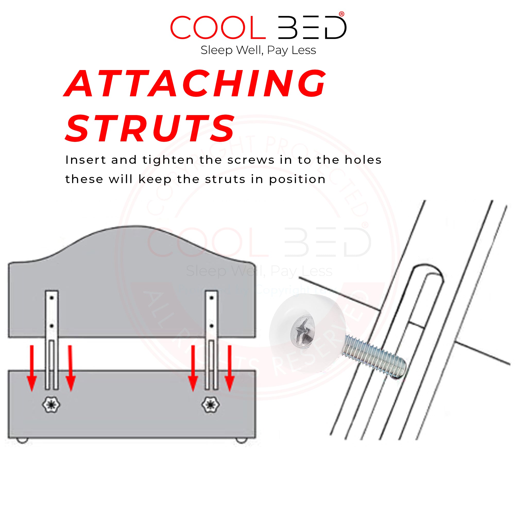 Universal Wooden Headboard Struts, Slotted Legs for Divan Bed Headboard Support & Pre-Drilled + Screws