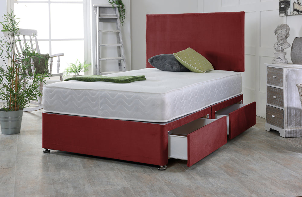 Plain Divan Bed Base Set with Headboard