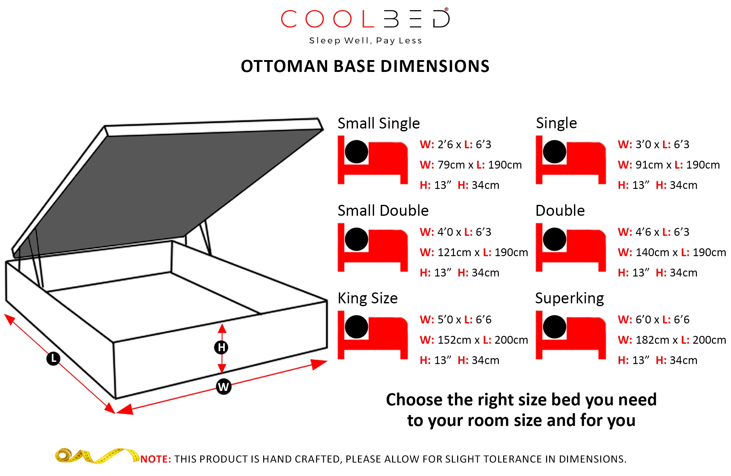 Plain Ottoman Bed Base Set with Mattress and Headboard