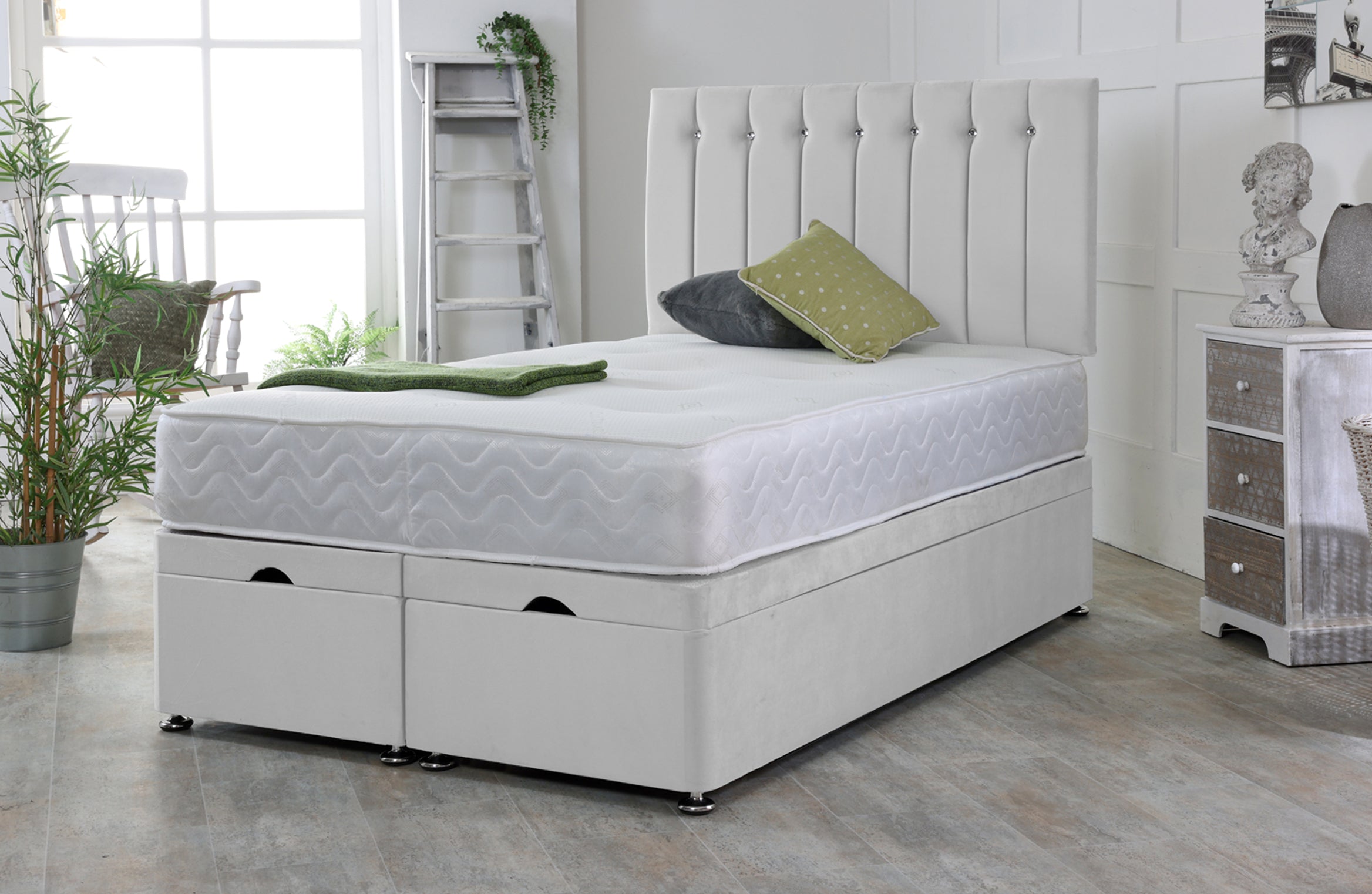 Delight Ottoman Bed Base Set with Mattress and Headboard