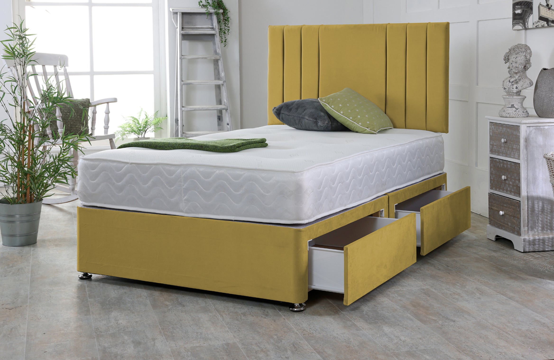 Wispa Divan Bed Base Set with Mattress and Headboard