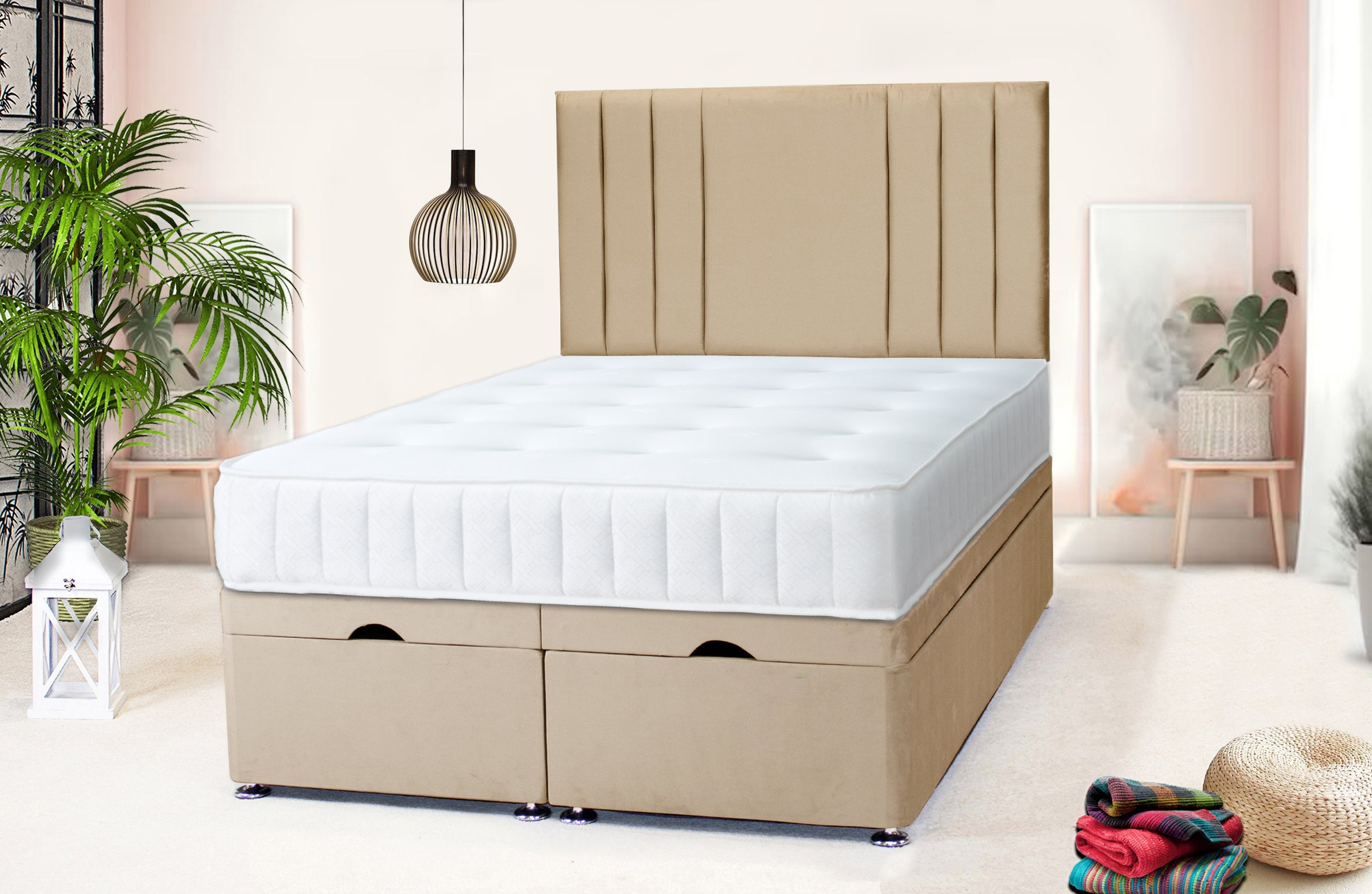 Ottoman Divan Bed with Mattress & Wispa Headboard