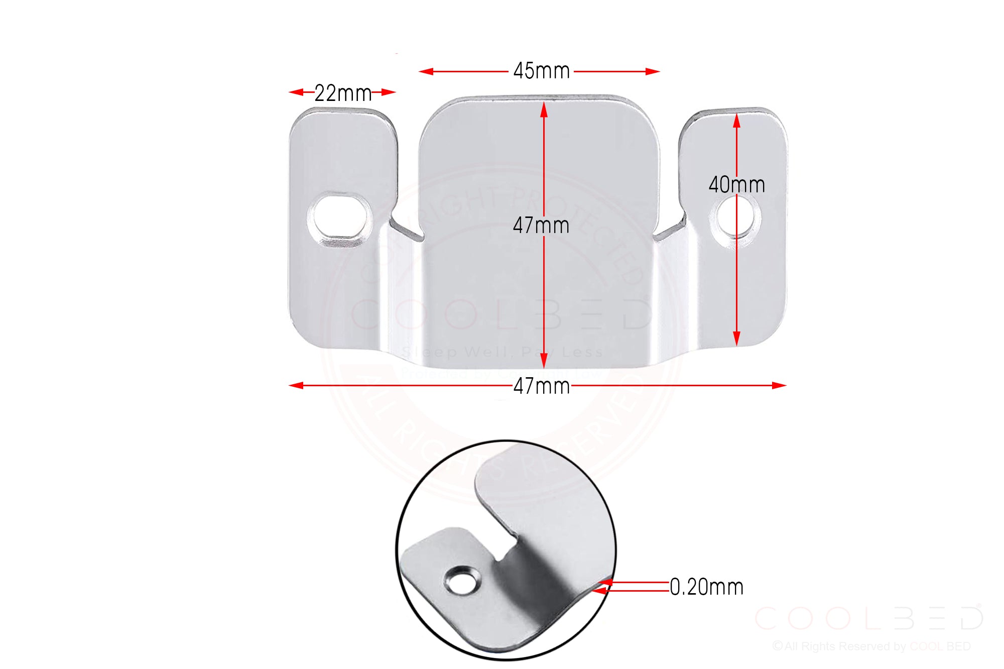 6 x Flush Concealed Mount Bracket