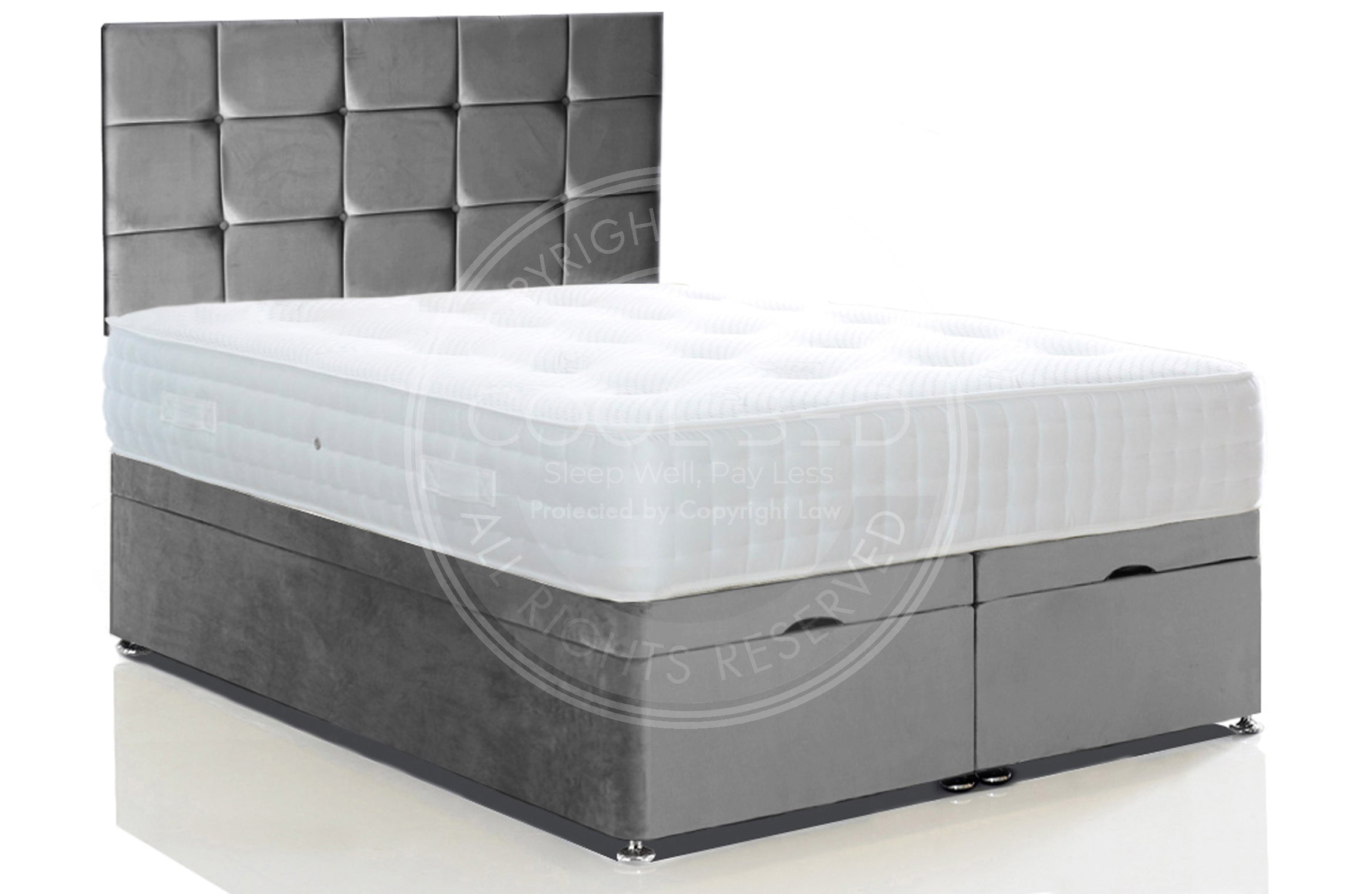 Ottoman Divan Bed with Mattress & Cube Headboard