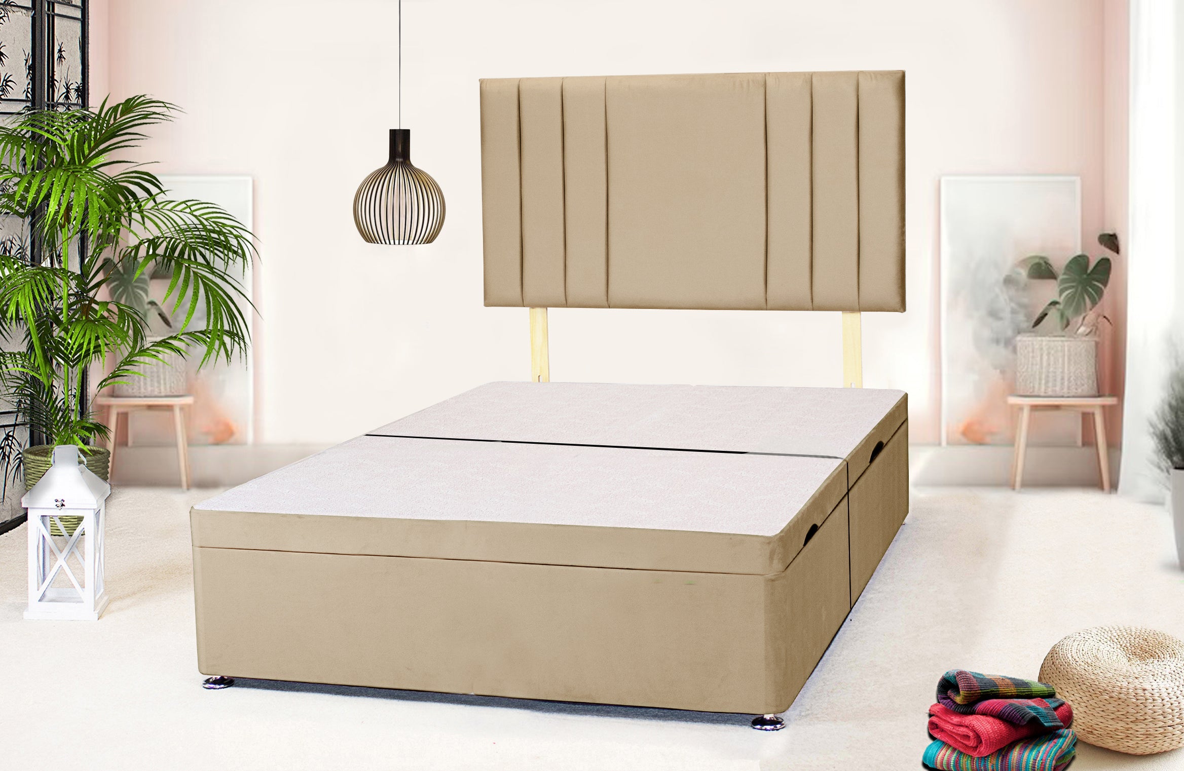 Ottoman Divan Bed with Mattress & Wispa Headboard