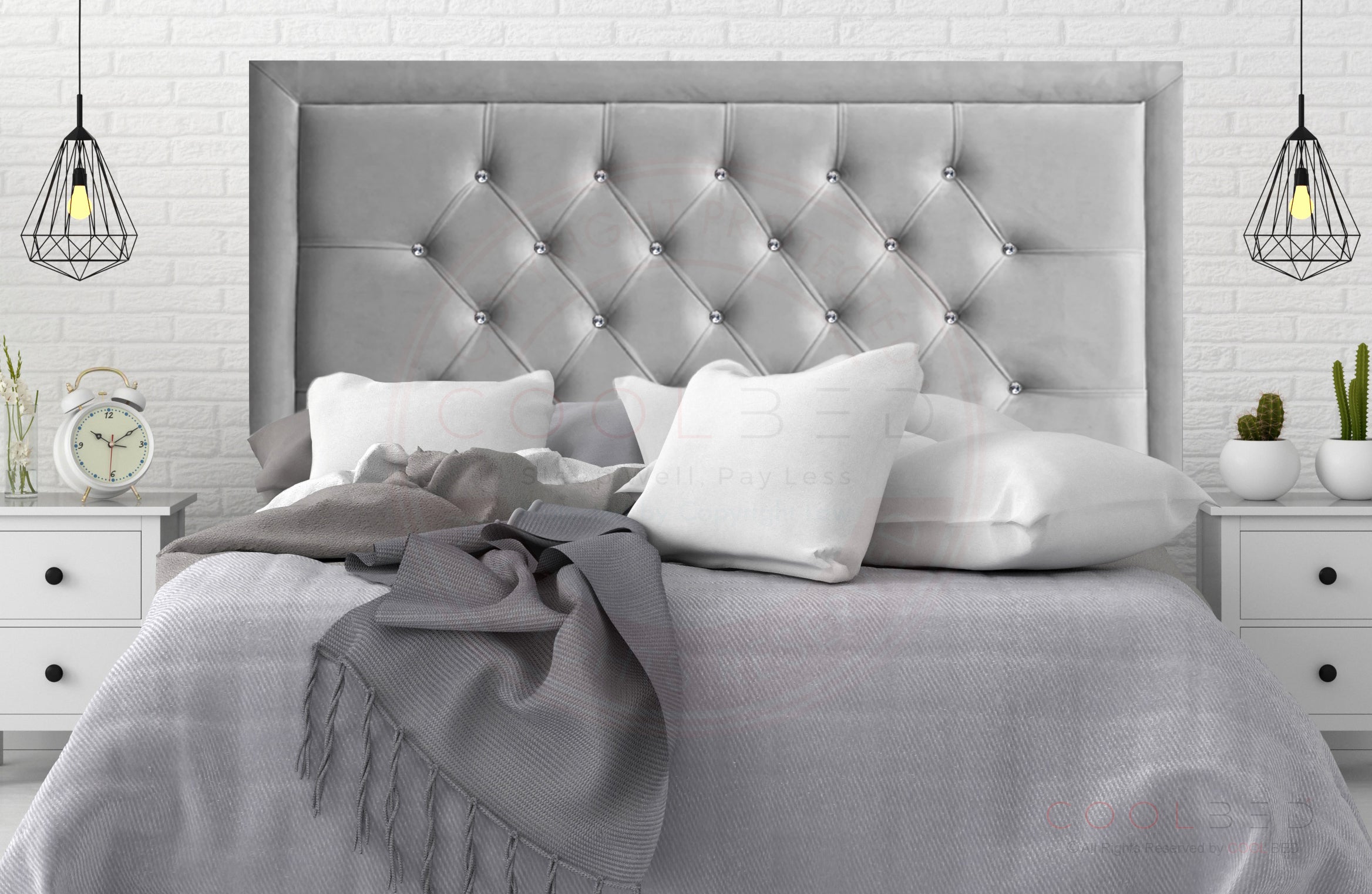 Grey deals pleated headboard